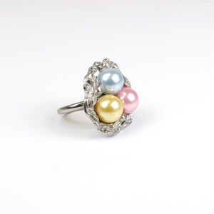 Silver Ring with Pastel Pearls